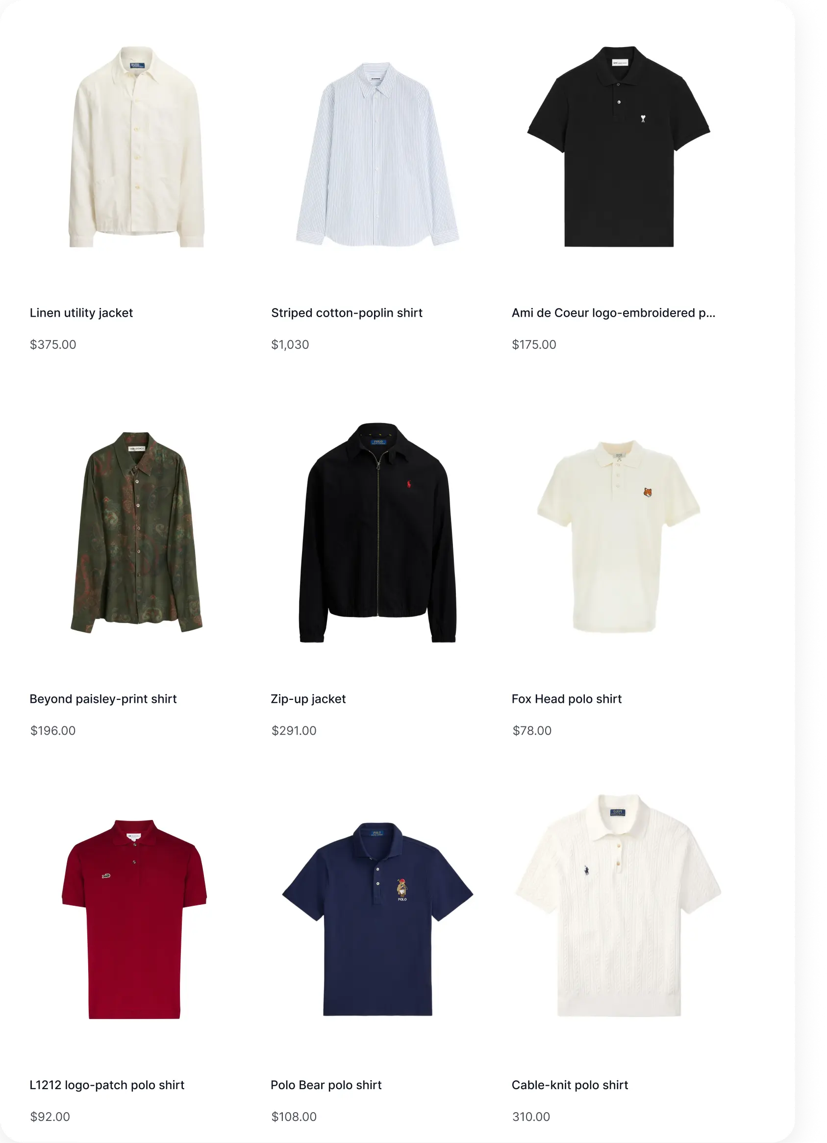 An eCommerce store product grid