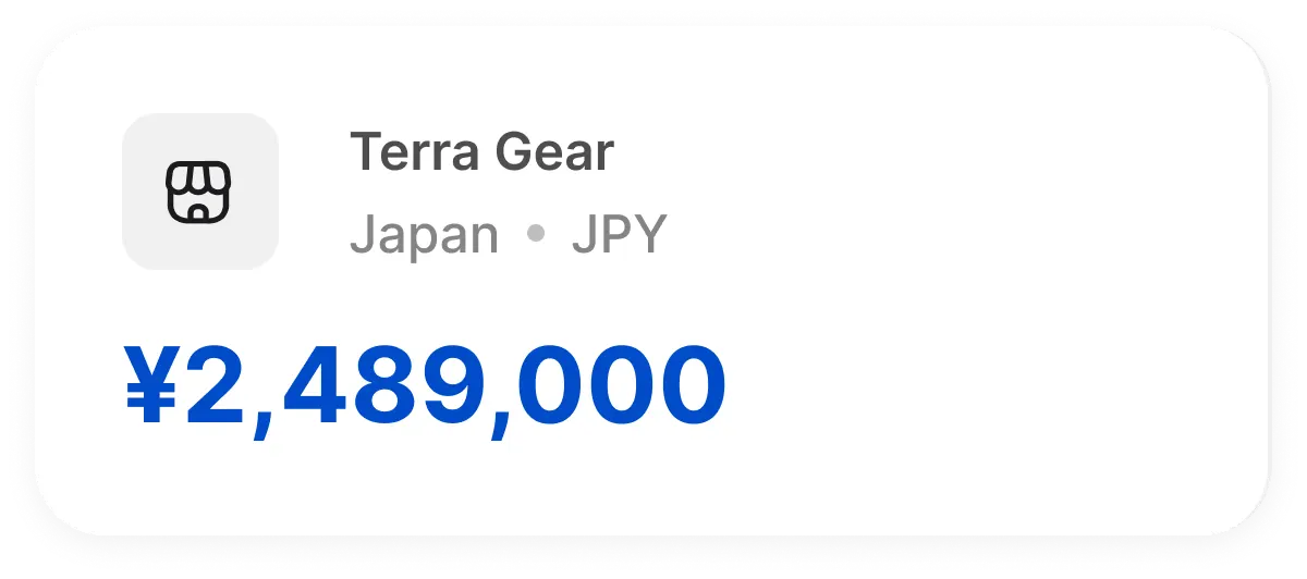 Terra Gear merchant balance of ¥2,489,000