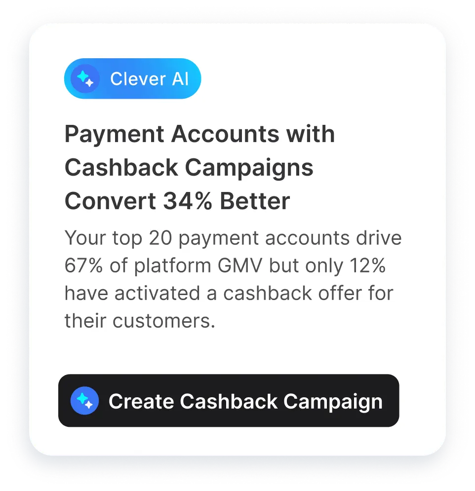 Clever AI insight: payment accounts with cashback campaigns convert 34% better